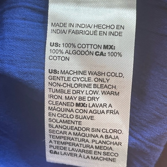 Chicos Sleeveless Cotton Asymmetrical Blue Top Size 1 - Picture 5 of 6